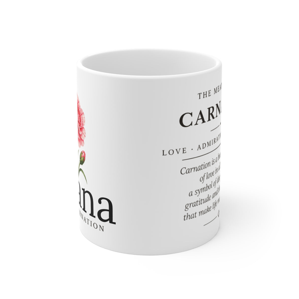 Personalized January Birth Flower Mug — Carnation