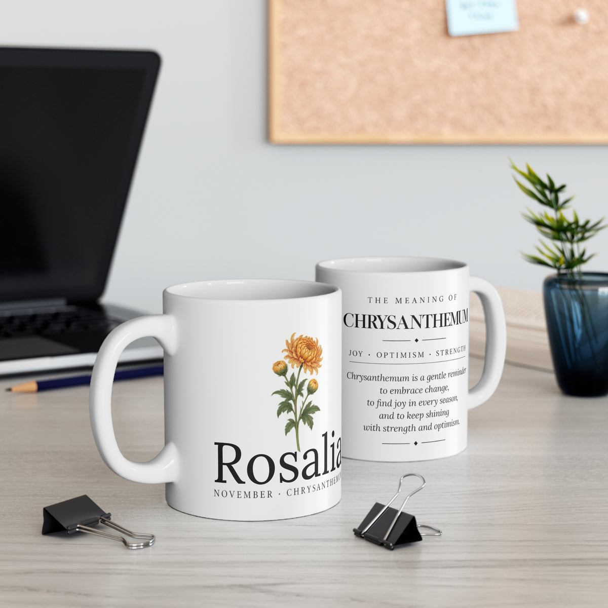 Chrysanthemum Birth Flower Mug — Personalized (November Birth Month)