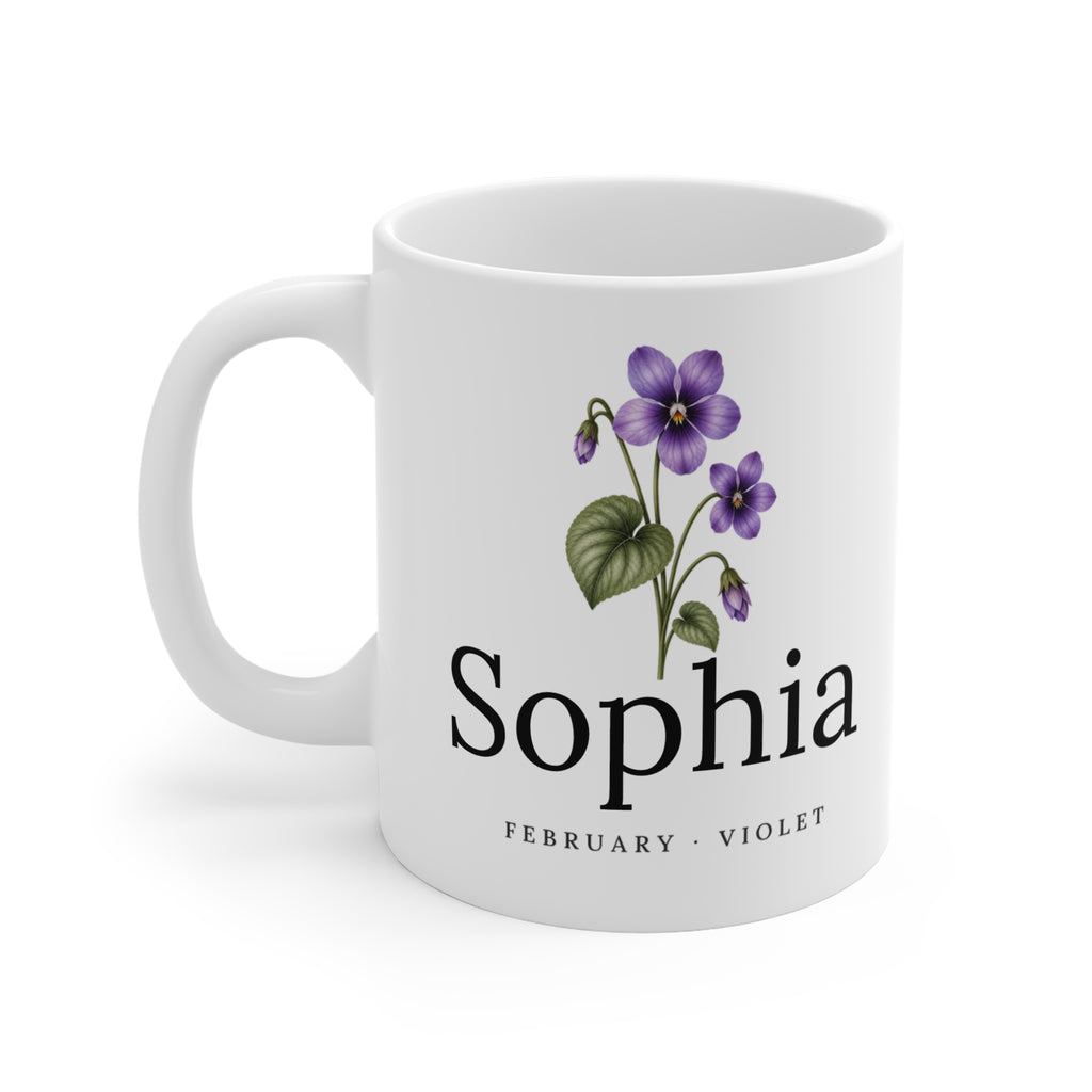 Personalized February Birth Flower Mug – Violet