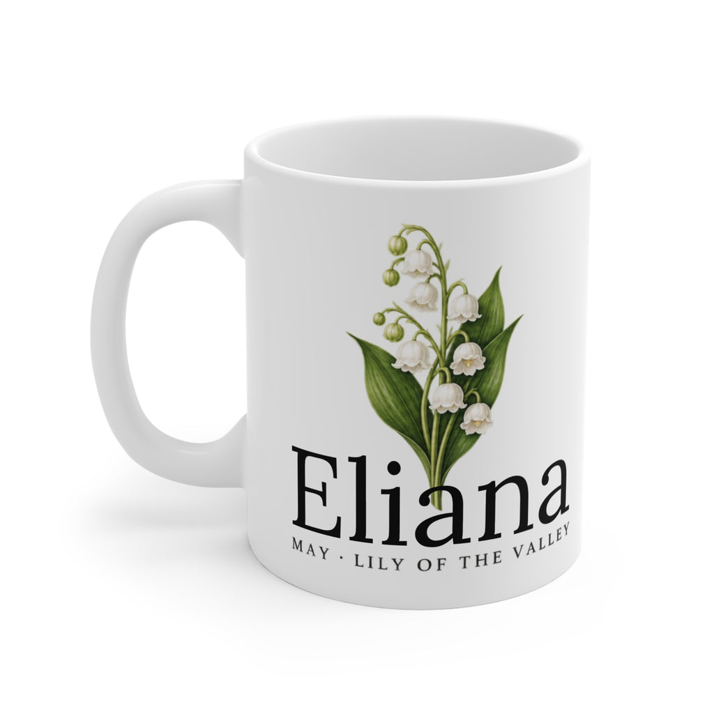 Lily of the Valley Birth Flower Mug — Personalized (May Birth Month)