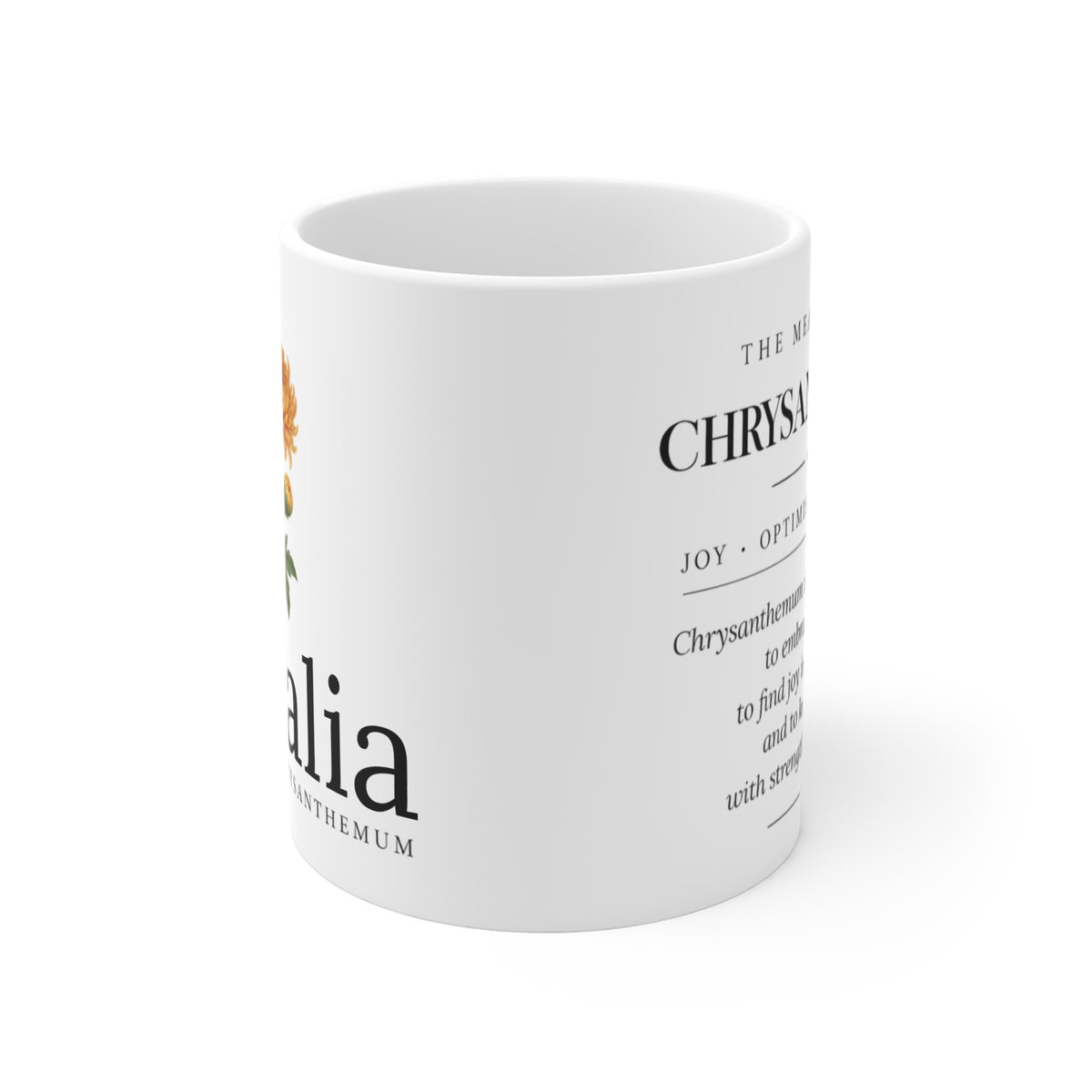 Chrysanthemum Birth Flower Mug — Personalized (November Birth Month)