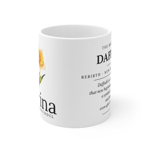 Daffodil Birth Flower Mug — Personalized (March Birth Month)