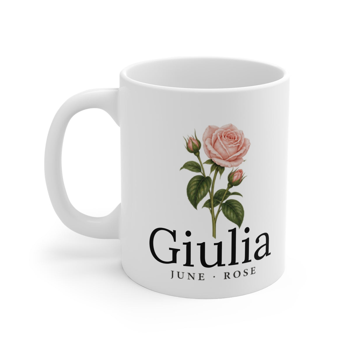 Rose Birth Flower Mug — Personalized (June Birth Month)