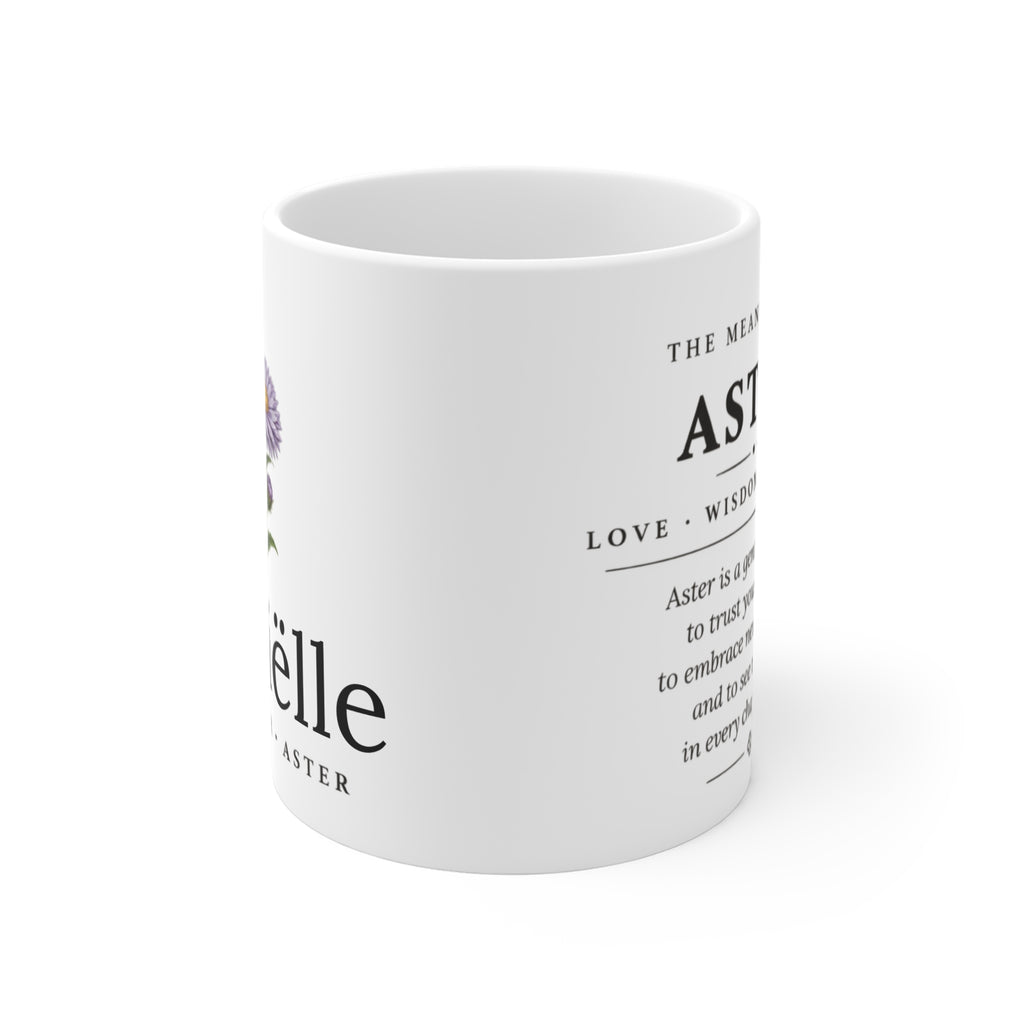 Aster Birth Flower Mug — Personalized (September Birth Month)
