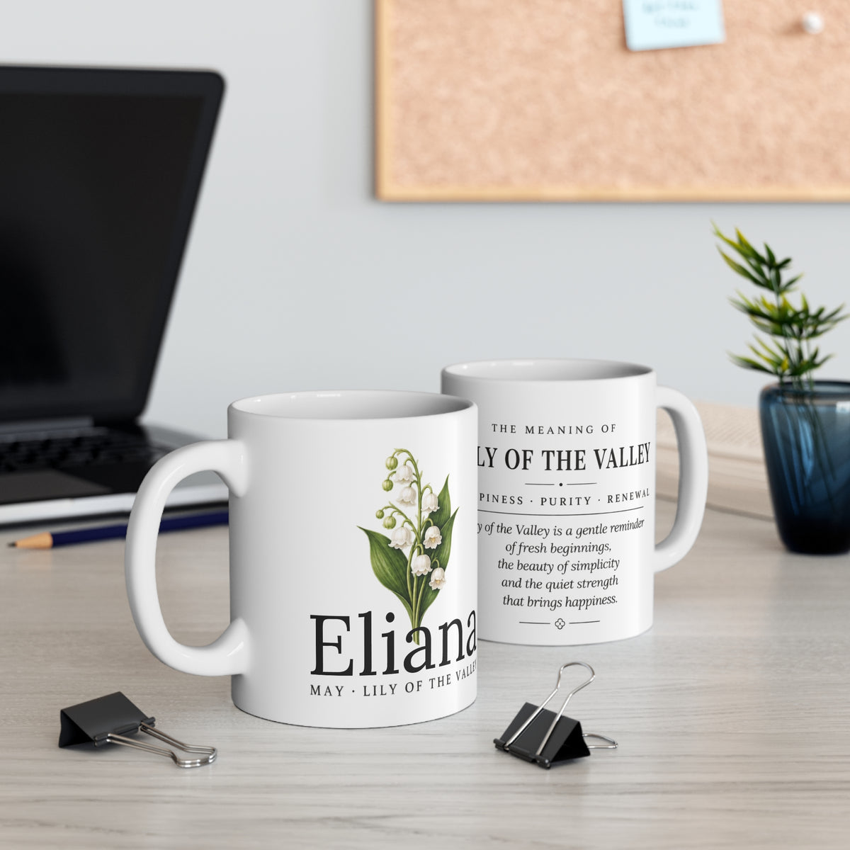 Lily of the Valley Birth Flower Mug — Personalized (May Birth Month)