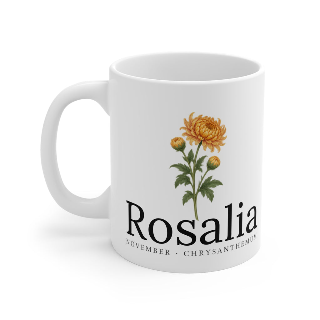 Chrysanthemum Birth Flower Mug — Personalized (November Birth Month)
