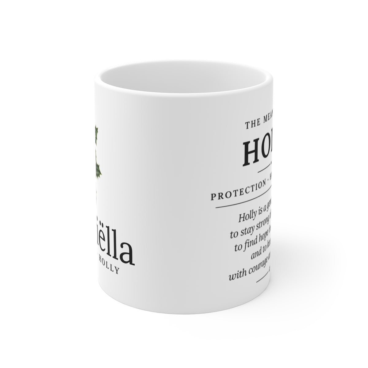 Holly Birth Flower Mug — Personalized (December Birth Month)