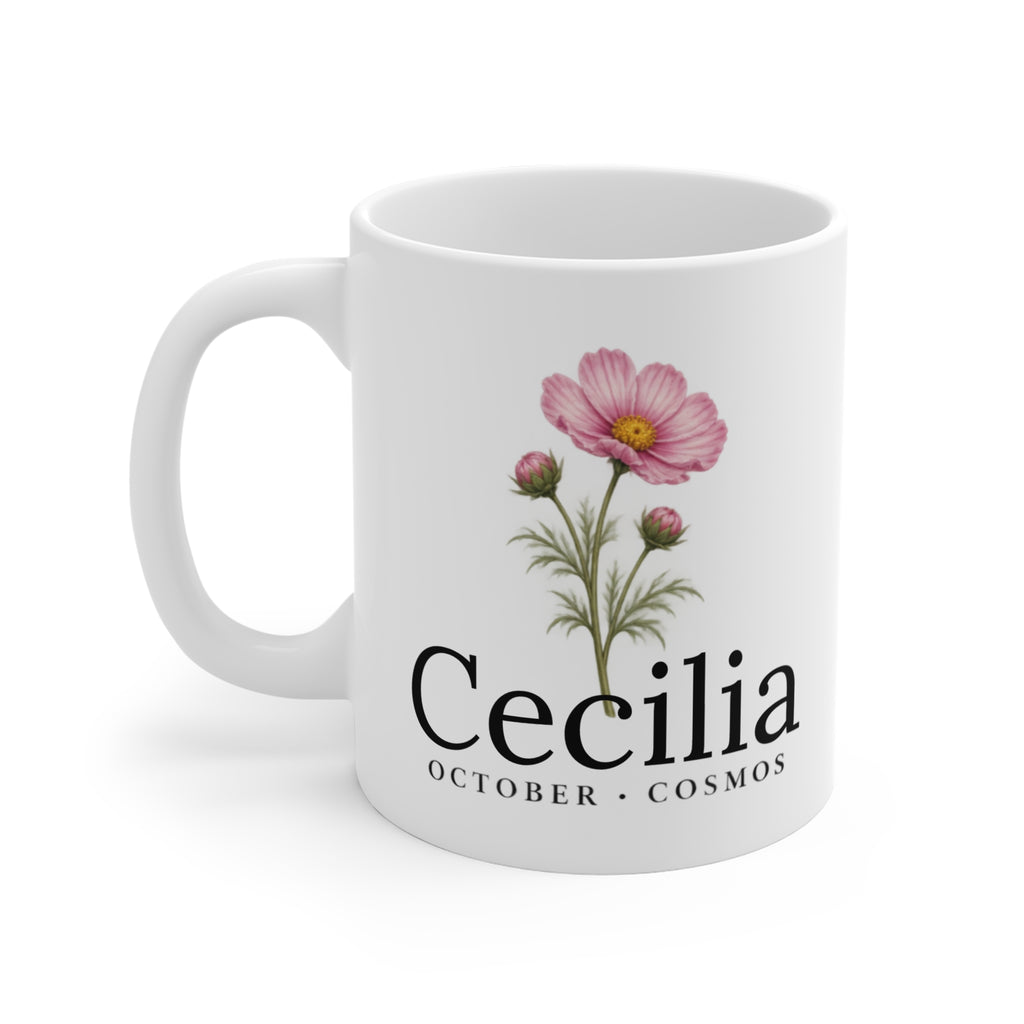 Cosmos Birth Flower Mug — Personalized (October Birth Month)