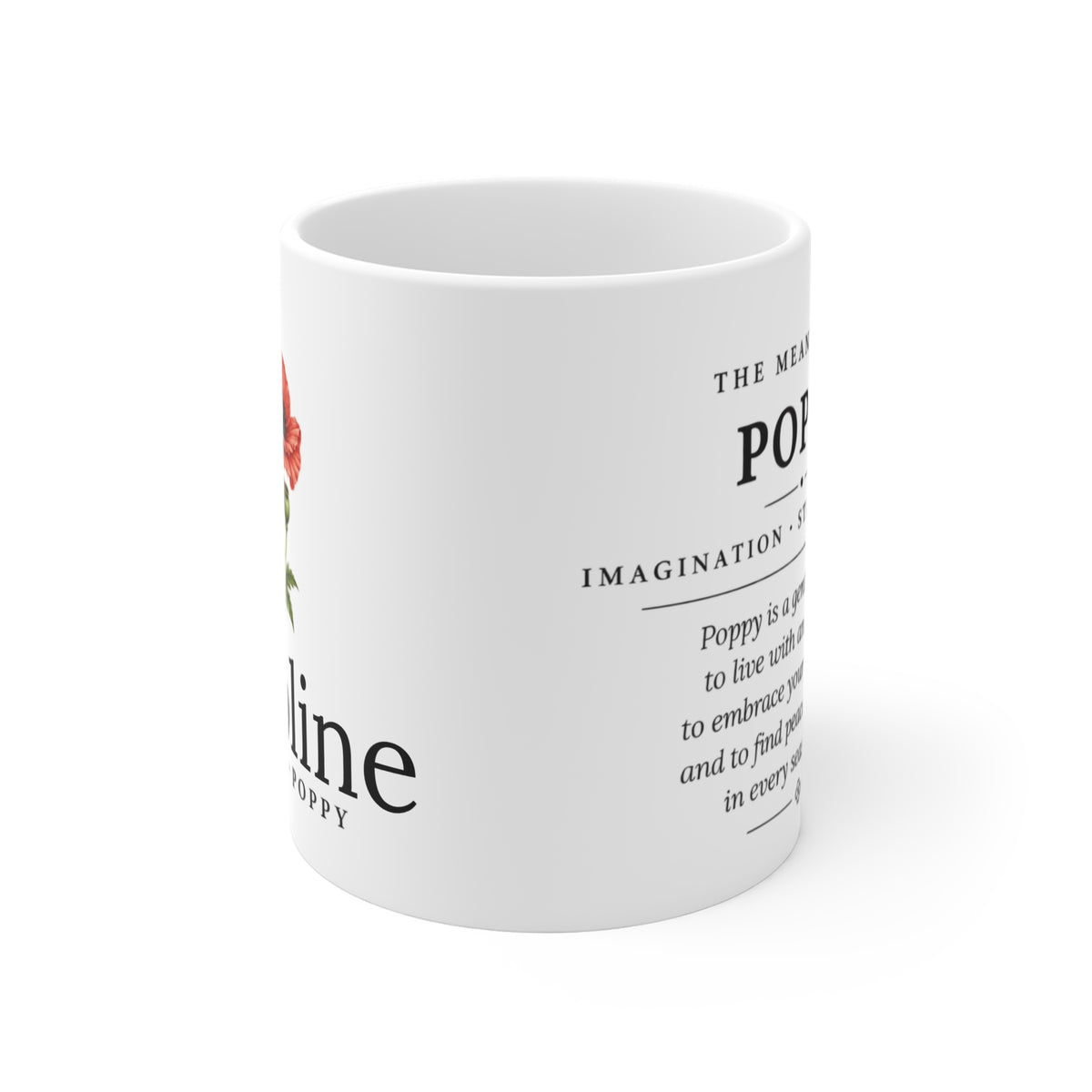 Poppy Birth Flower Mug — Personalized (August Birth Month)