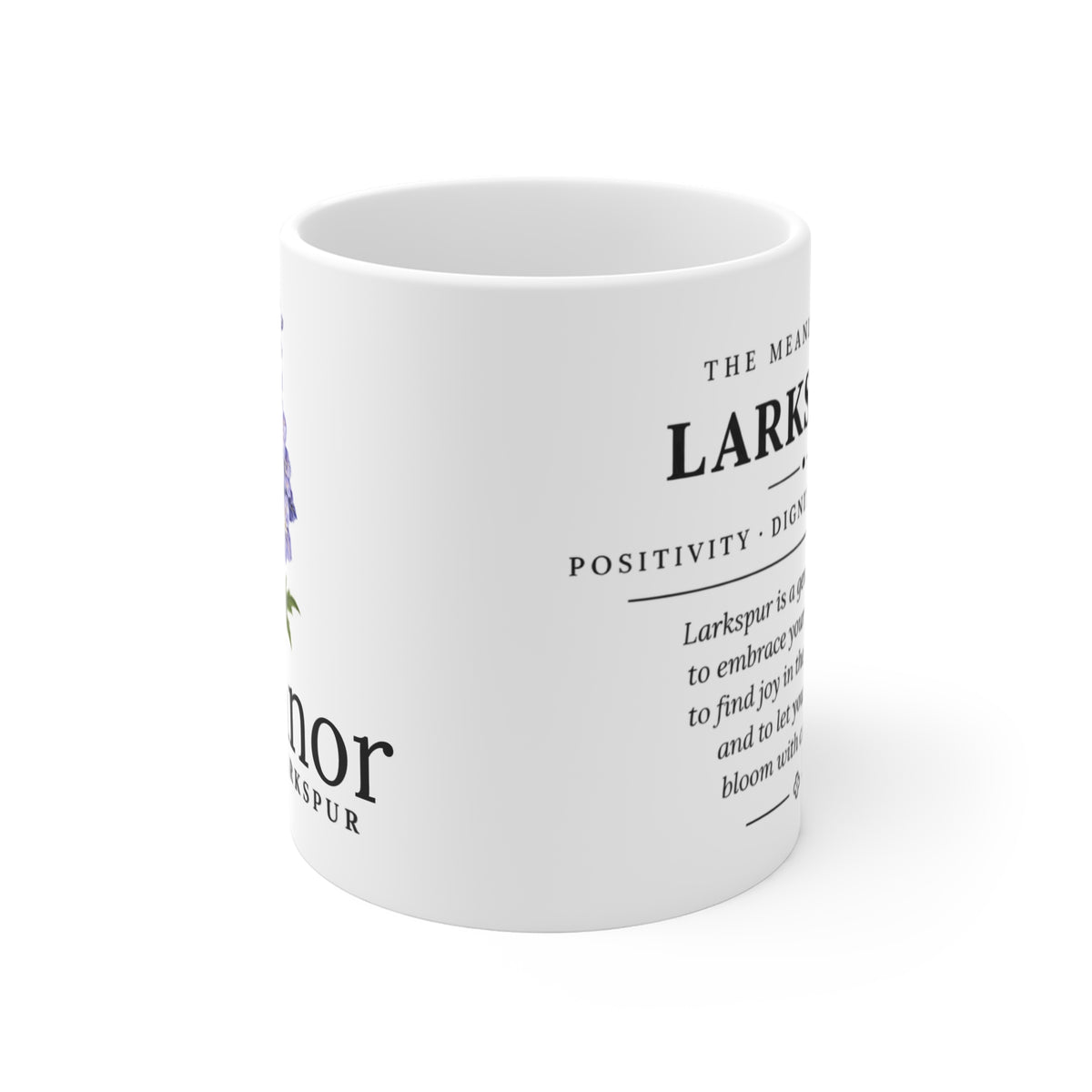 Larkspur Birth Flower Mug — Personalized (July Birth Month)