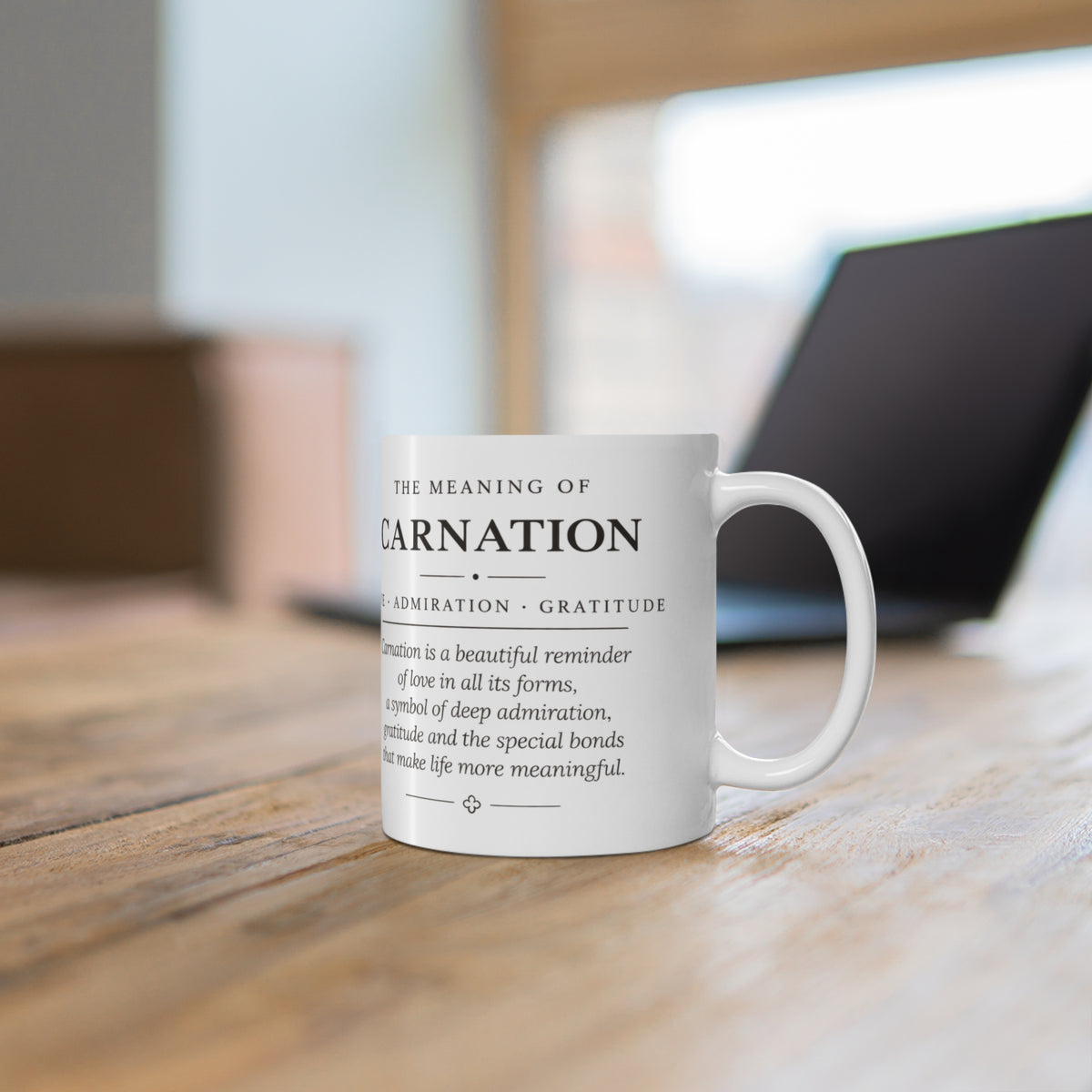 Personalized January Birth Flower Mug — Carnation
