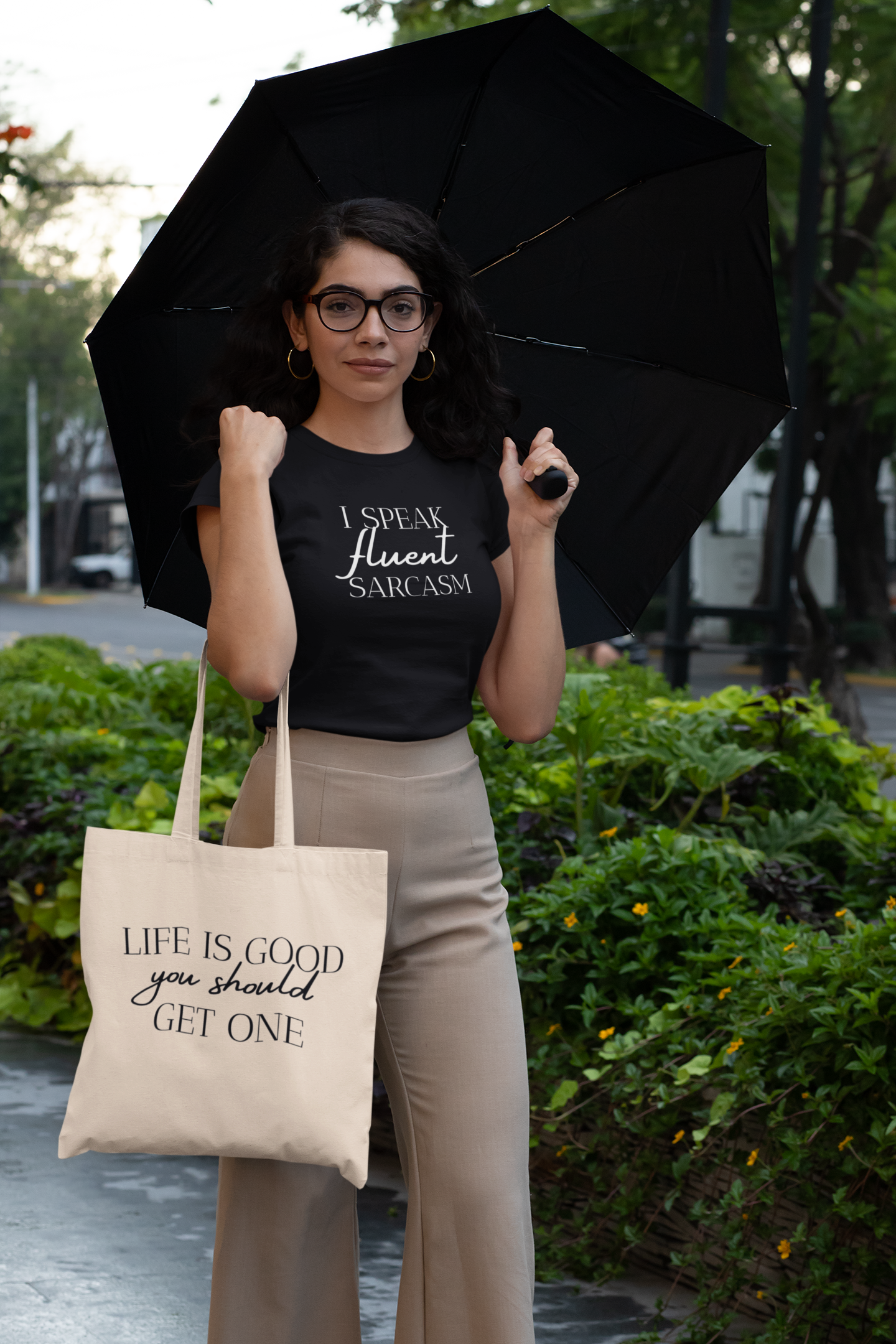 Sassentials Tote with quote: Live is good, you should get one